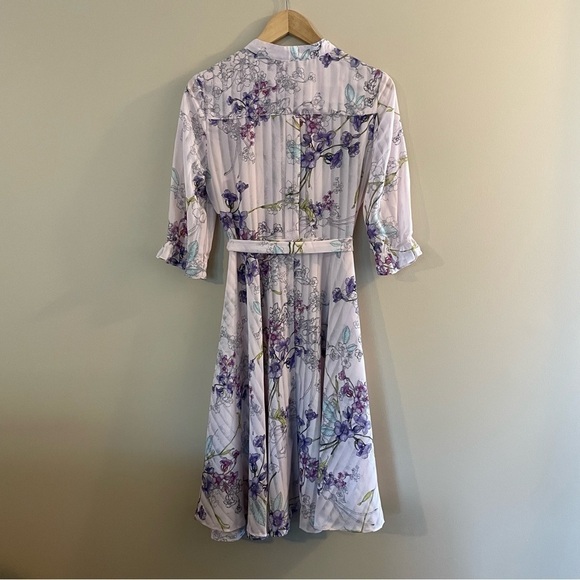 Nanette Lepore Floral Midi Shirt Dress Pink Purple Sheer Women’s Size 6 #0154 - Picture 8 of 10